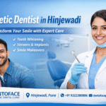 Professional cosmetic dentist treating patient with a smiling couple, dental clinic background