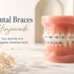 Aesthetic dental braces image featuring a close-up orthodontic model with aligned teeth and braces in a soft, clean background.