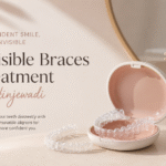 Invisible braces treatment in Hinjewadi featuring clear removable aligners displayed in a modern aesthetic setting with soft neutral tones.